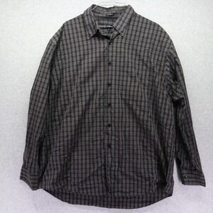 Van Heusen Shirt Mens XL 17-17.5 Studio Casual Pocket Button Plaid Long Sleeve